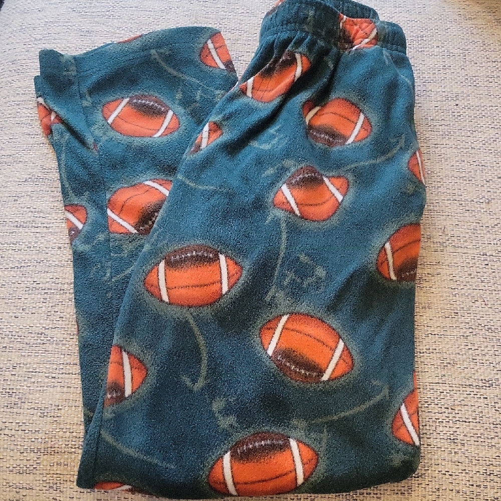 Football Print Fleece Pajama Pants OPEN TRAILS Size L 12/14